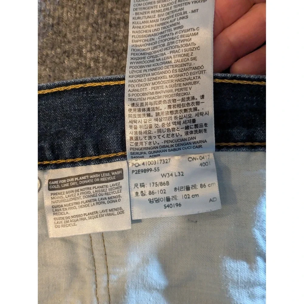 Levi's Jeans Men 514  34x32 Blue Denim Zipper Fly 100% Cotton